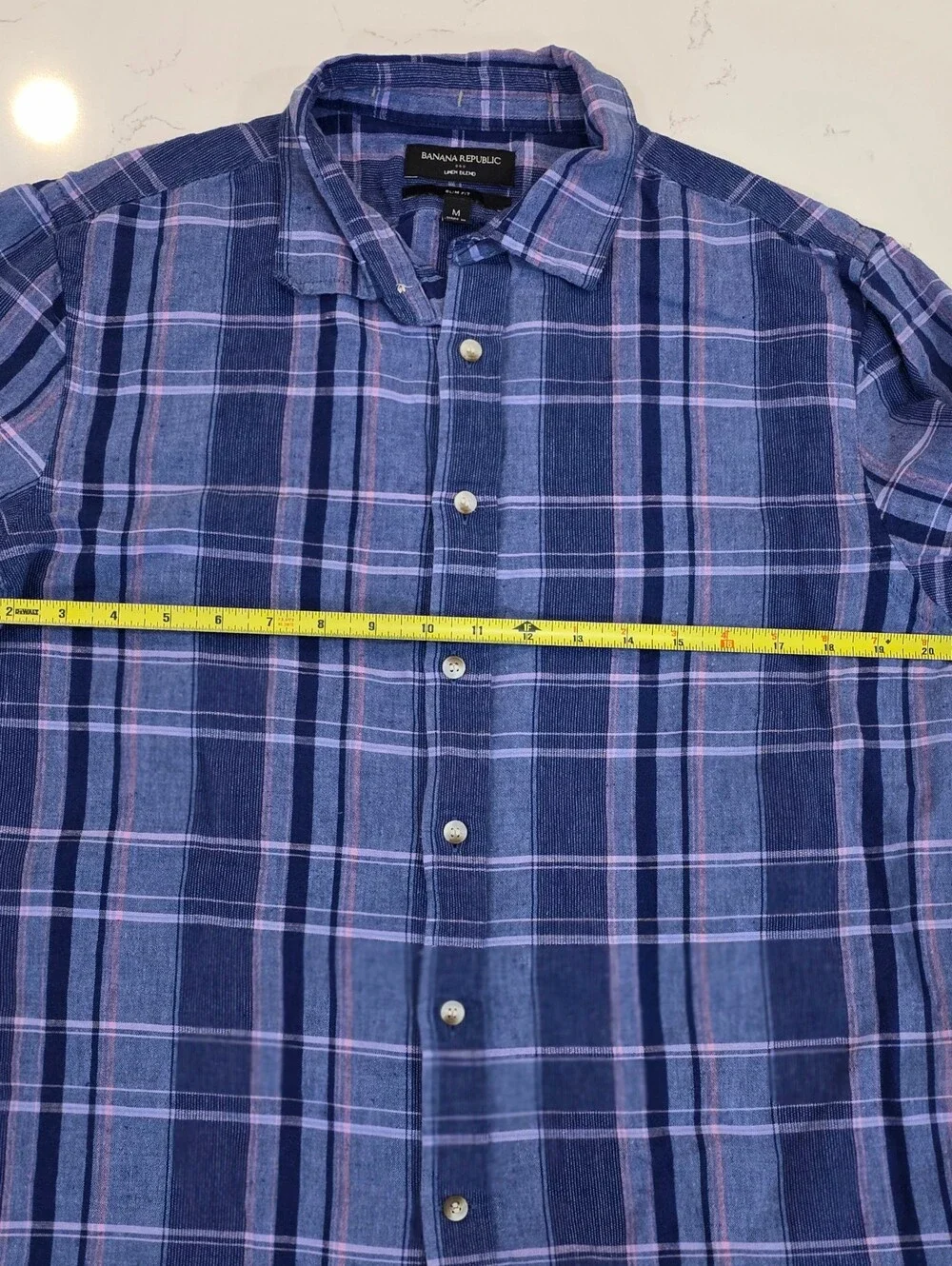 Banana Republic Men's Linen Blend Long-Sleeve Plaid Button-Up Shirt Size M -179